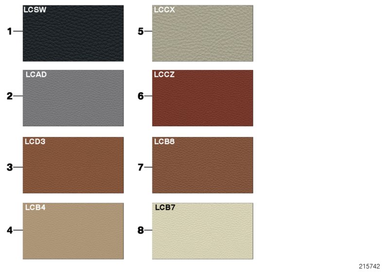 Sample page, cushion colours, leather