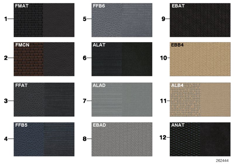 Sample page, cushion colours, fabric