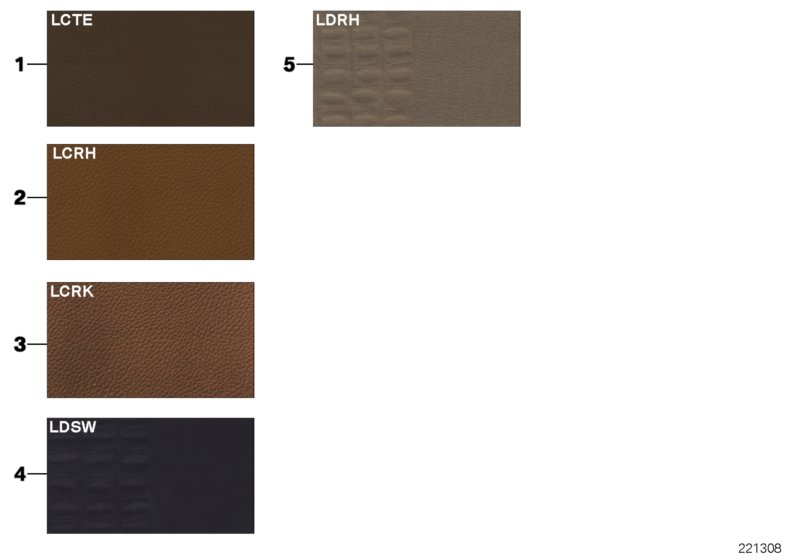 Sample page, cushion colours, leather