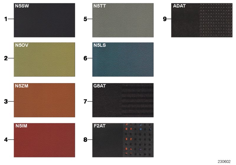 Sample page,uphls.colours,leather/fabric