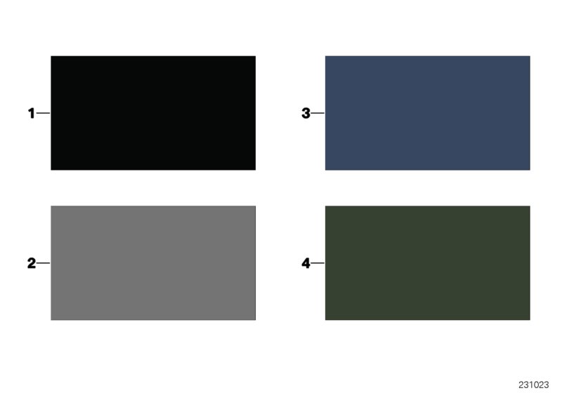 Sample page, interior trim colours