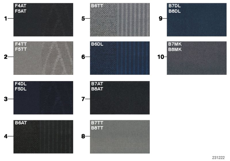 Sample page, cushion colours, fabric