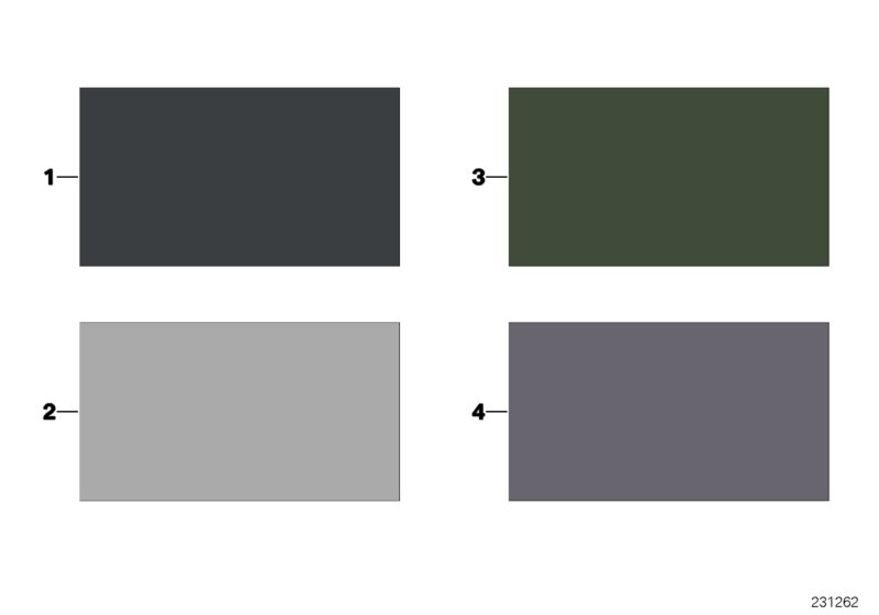 Sample page, interior trim colours