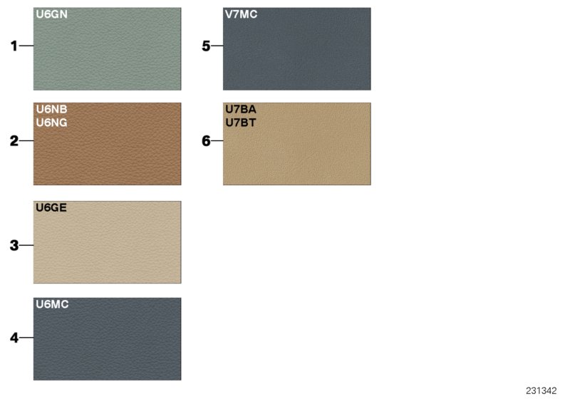 Sample page, cushion colours, leather