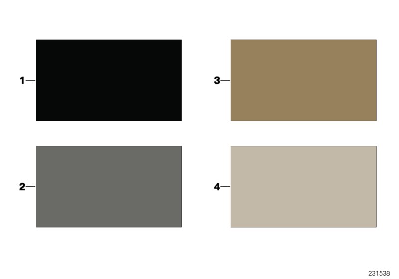 Sample page, interior trim colours