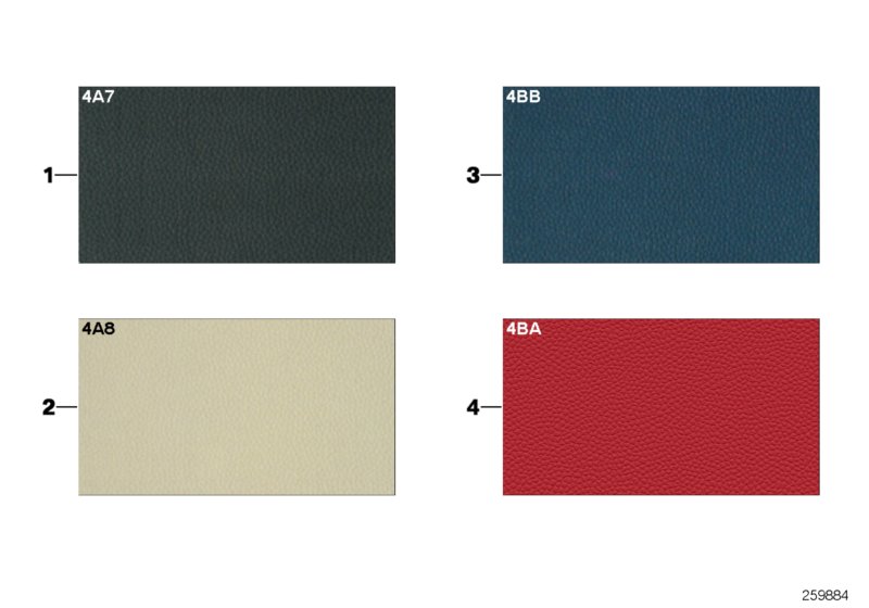 Sample page, interior trim colours