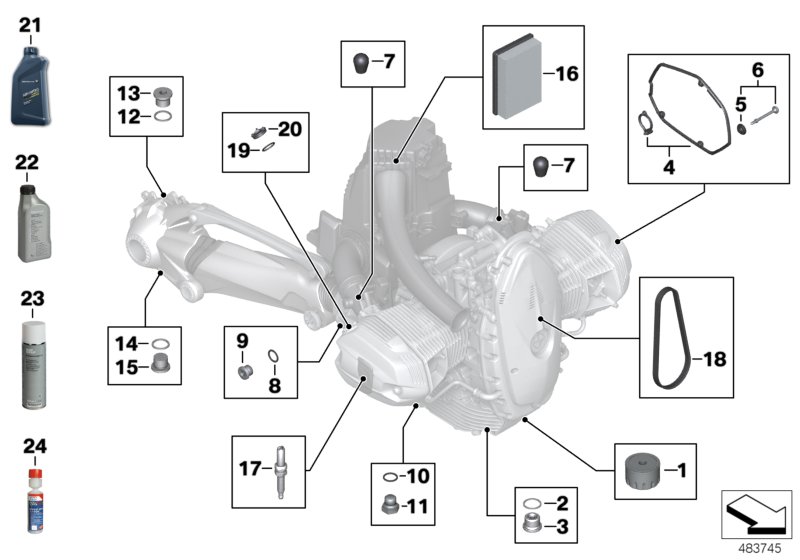 Service, engine oil / inspection