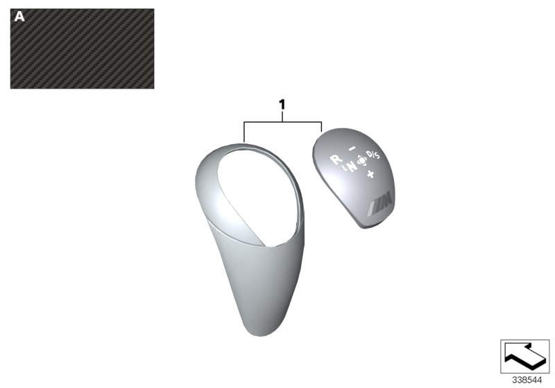 M Performance trim, gear selector knob