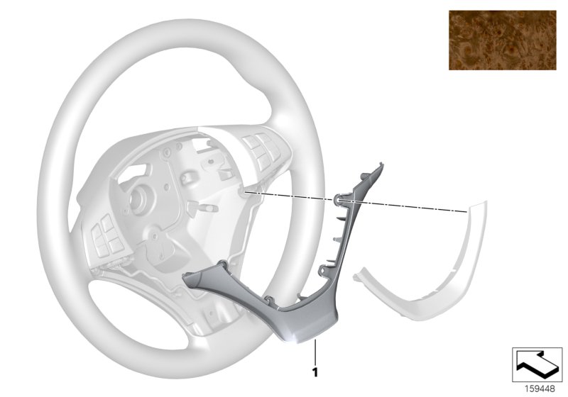 Cover, sport steering wheel, wood