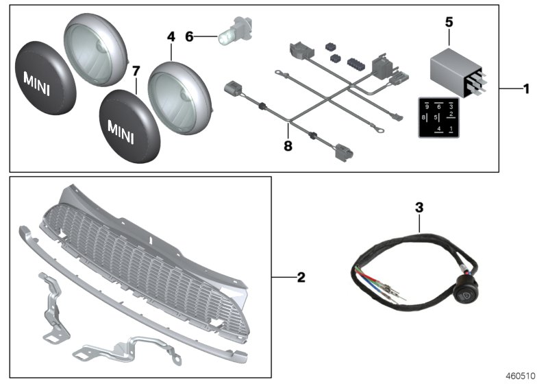 Installing set additional headlight