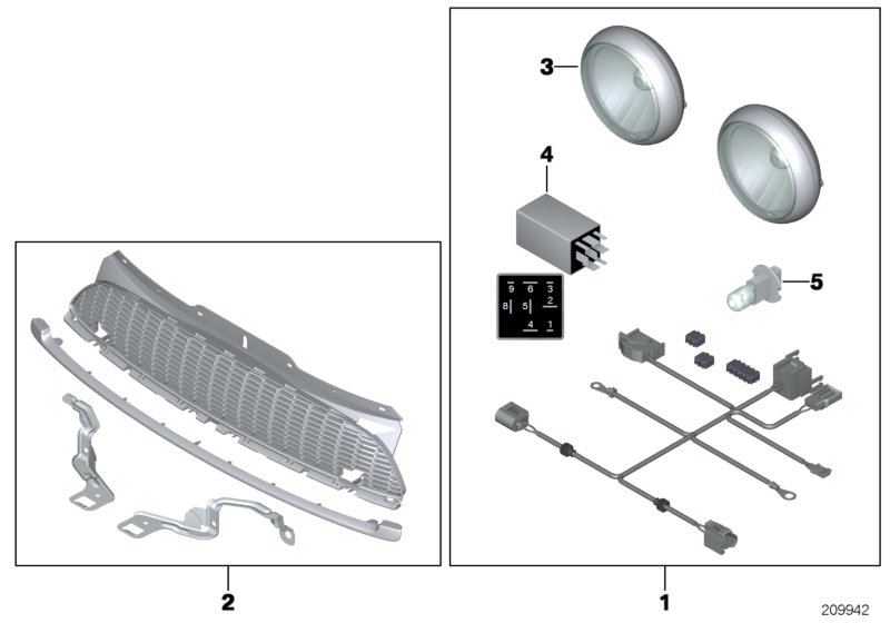 Installing set additional headlight