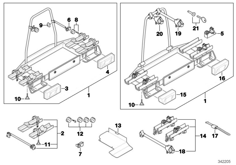 Bicycle rack, trailer coupling