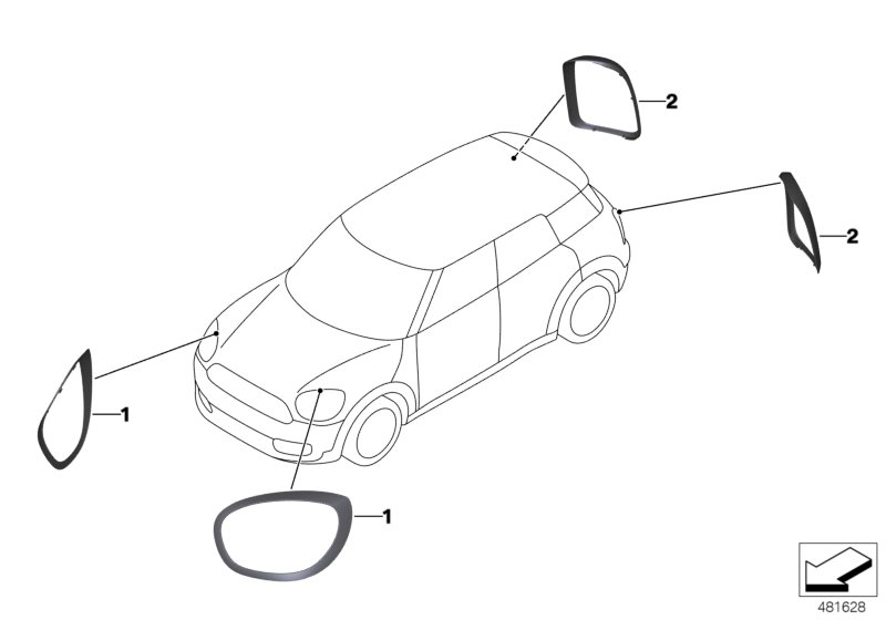 Trim ring headlight black