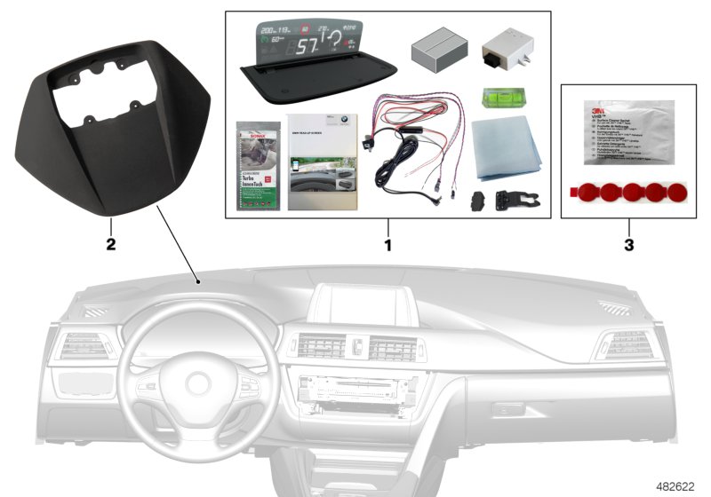 BMW head-up screen with app navigation
