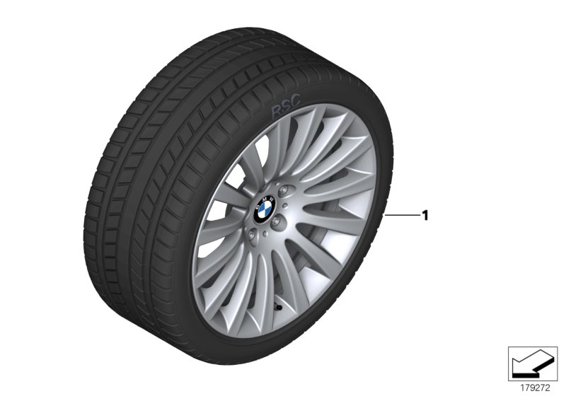 Winter whl.w.tyre multi-spoke 235 - 19"