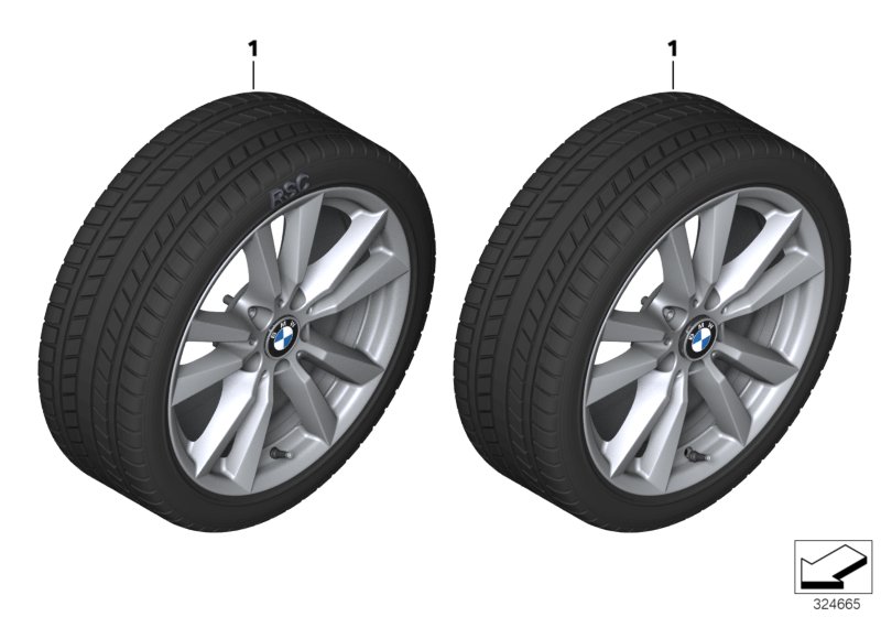 Wint.wheel w.tyre double spoke 446 -18"