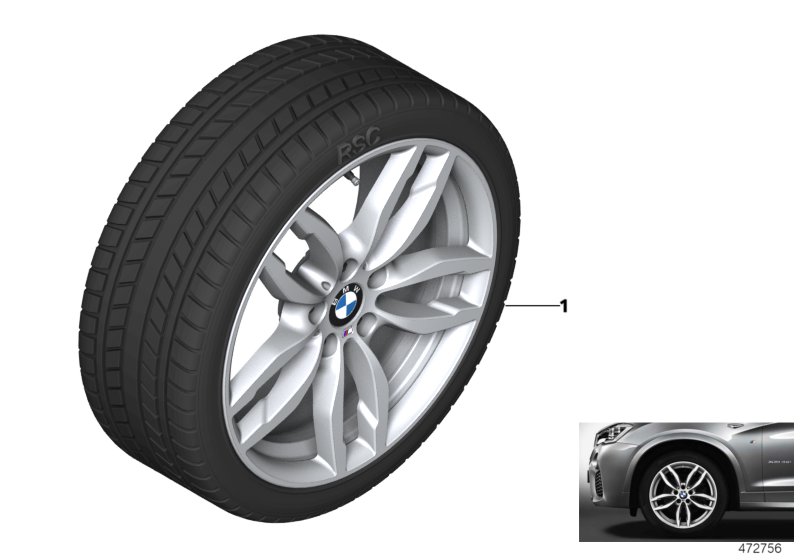 Wint.wheel w.tyre M dble sp. 622M - 19"