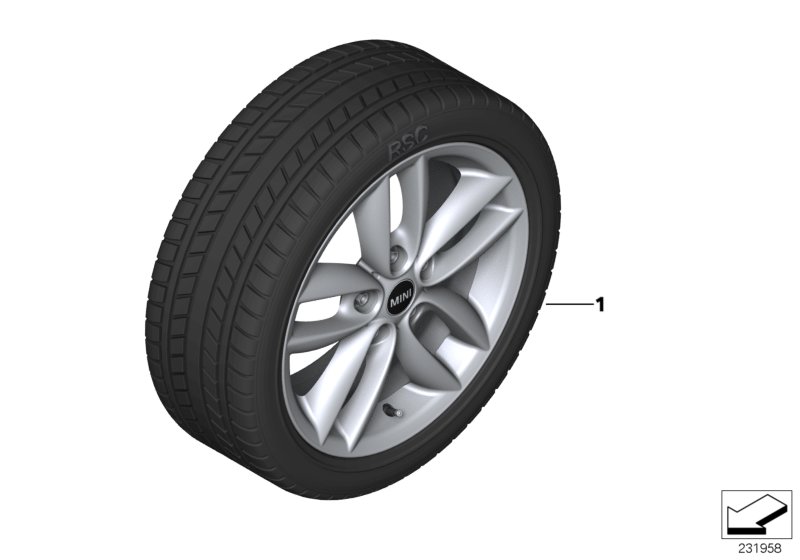 Winter whl.w.tyre double spoke R124-17 "