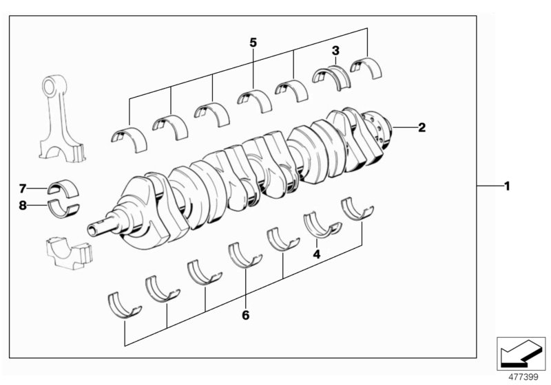 Crankshaft with bearing shells