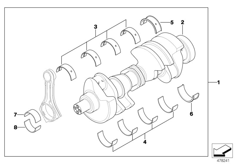 Crankshaft with bearing shells