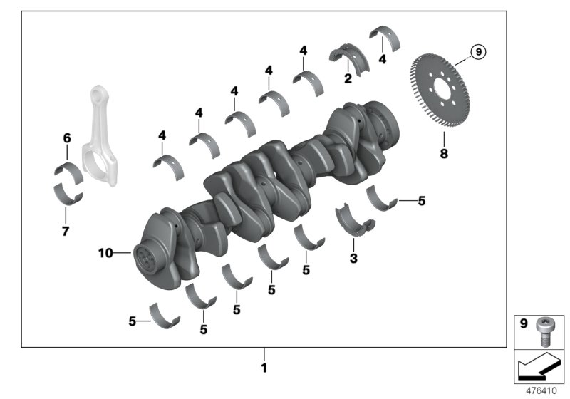 Crankshaft with bearing shells