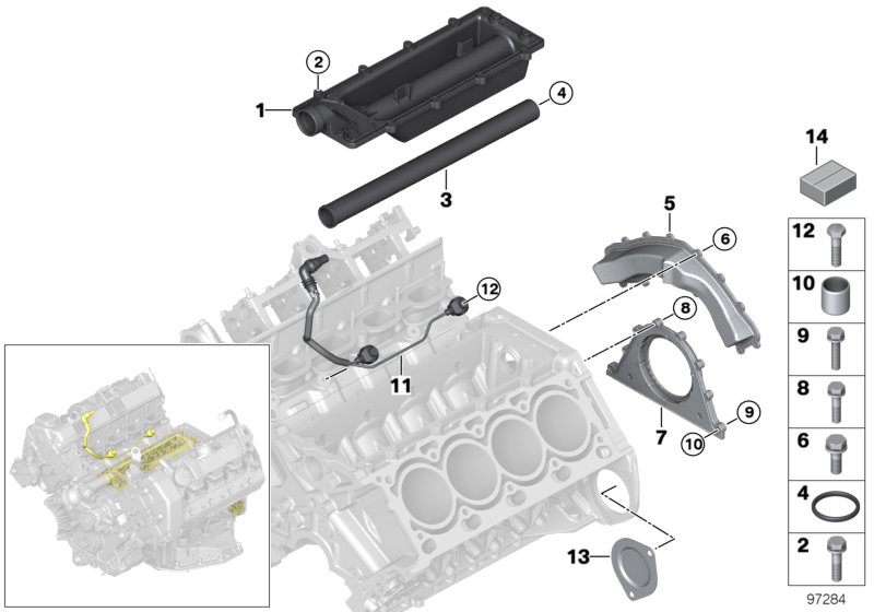 Engine block mounting parts