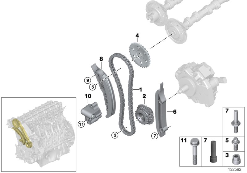 timing gear timing chain top