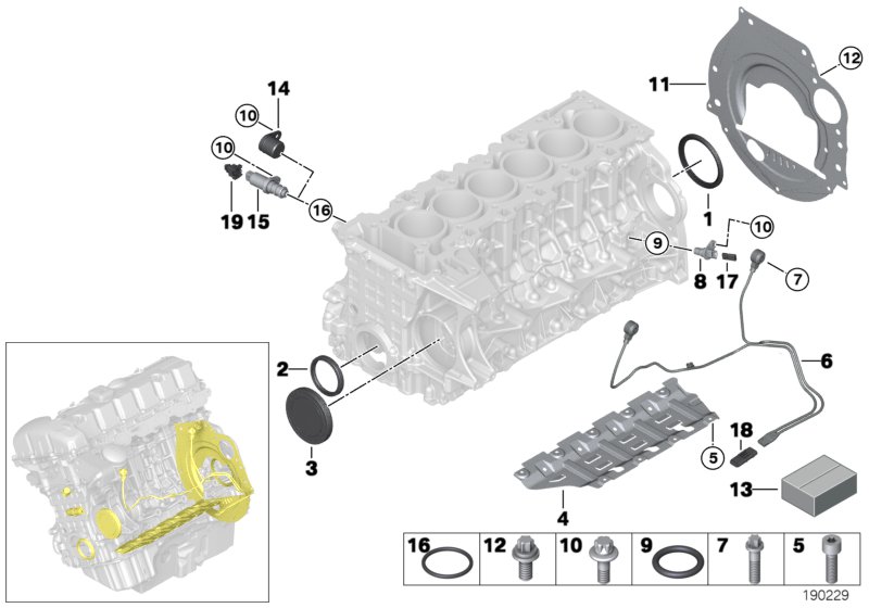 Engine block mounting parts