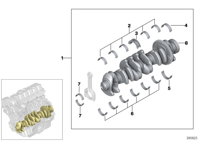 Crankshaft with bearing shells