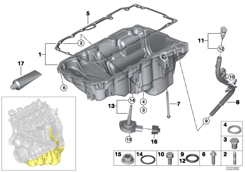Oil pan/oil level indicator