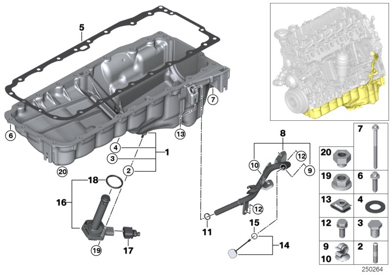 Oil pan/oil level indicator