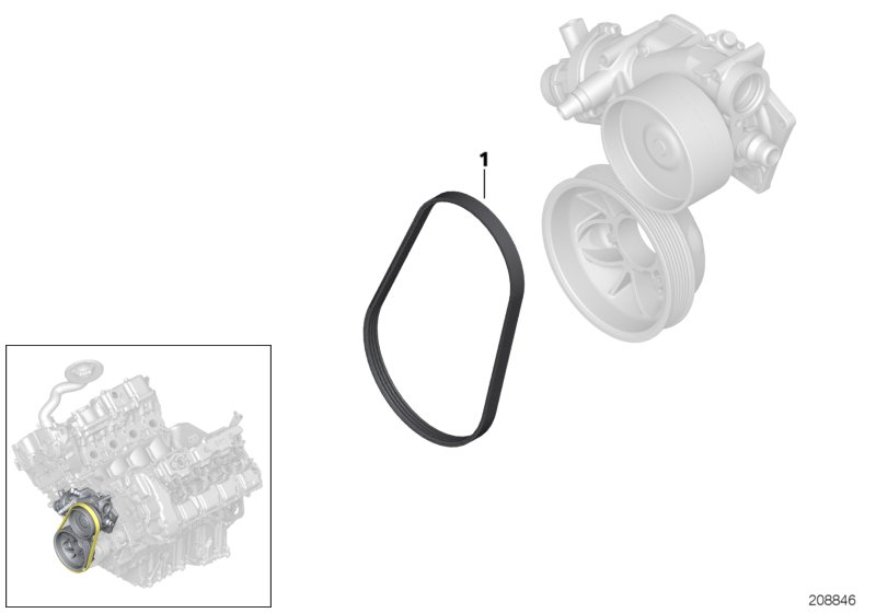 Belt drive, water pump