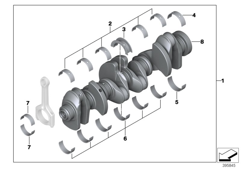 Crankshaft with bearing shells