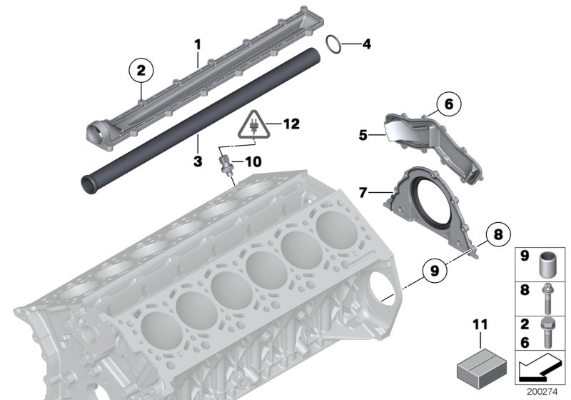 Engine block mounting parts