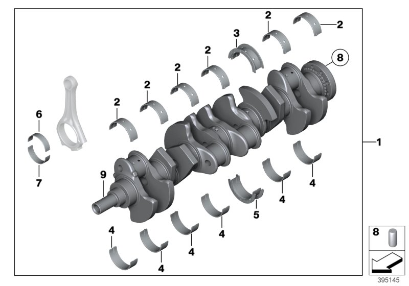 Crankshaft with bearing shells