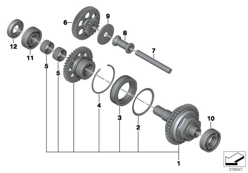 Starter overrun clutch / countershaft