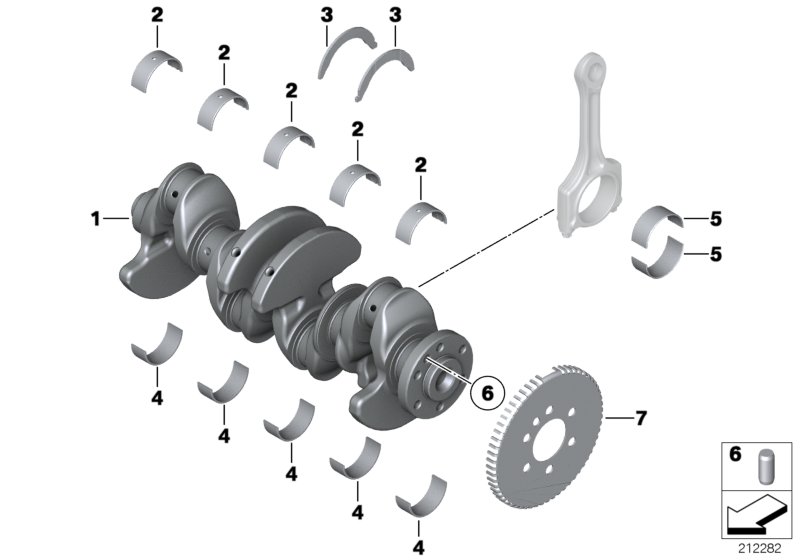 Crankshaft with bearing shells