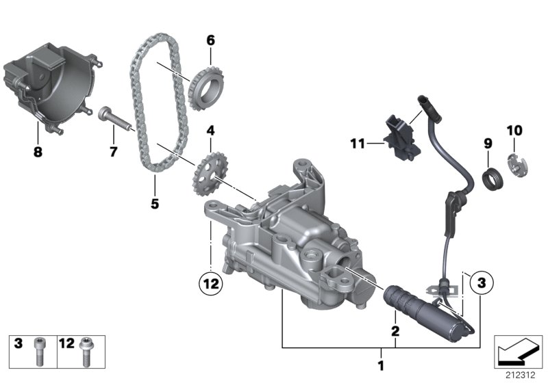 Lubrication system/Oil pump with drive