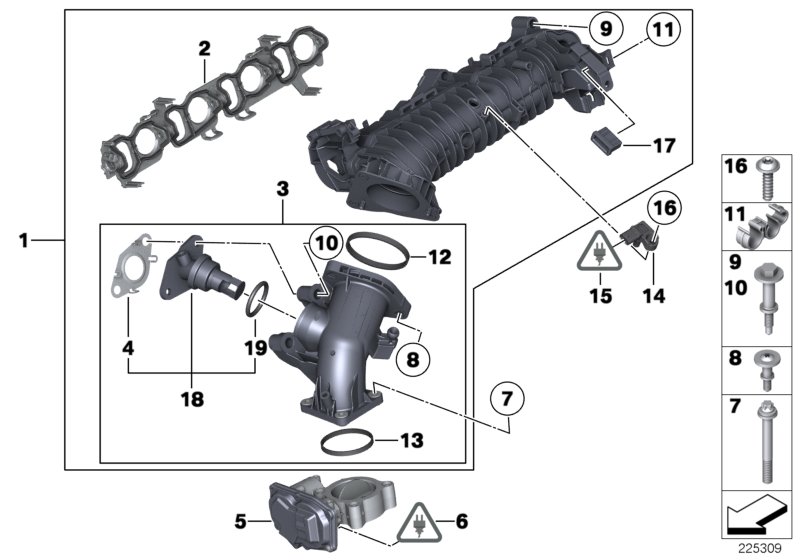 Intake manifold AGR without flap control
