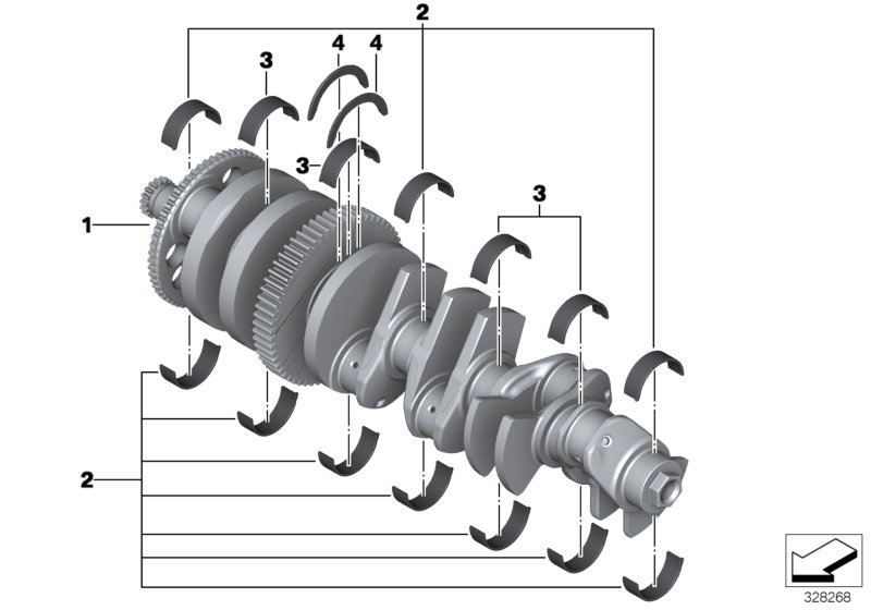 Crankshaft with bearing shells