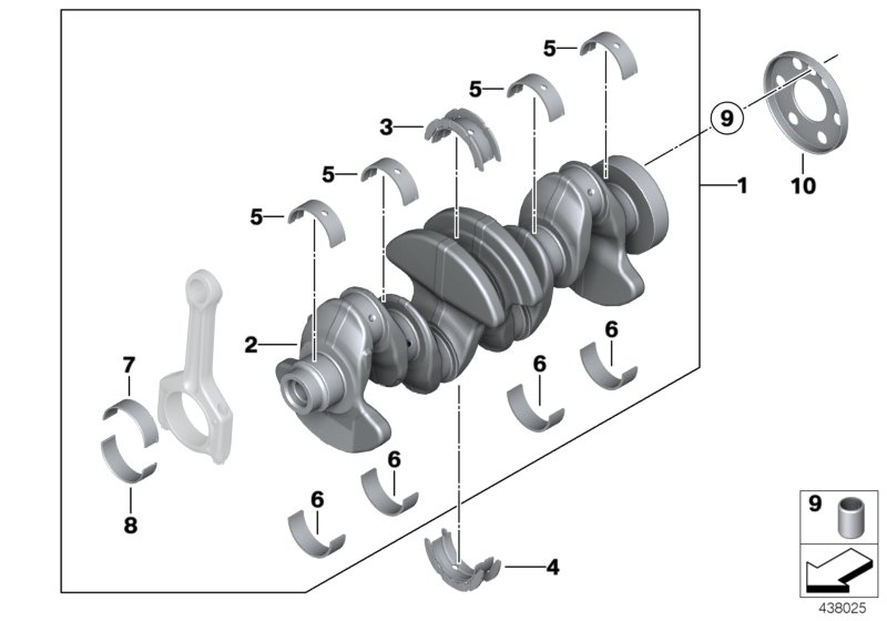 Crankshaft with bearing shells