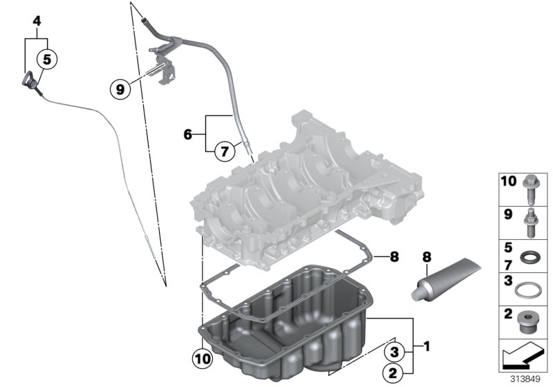 Oil pan/oil level indicator