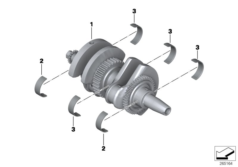 Crankshaft with bearing shells