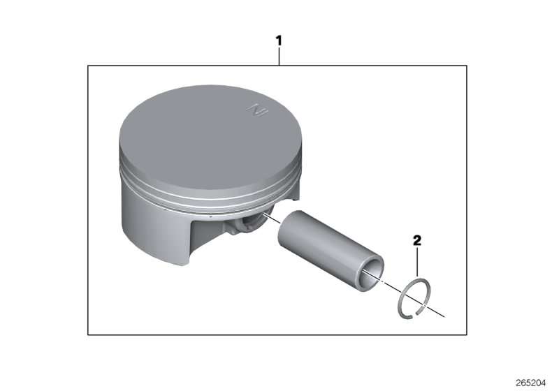 Piston with rings and pin