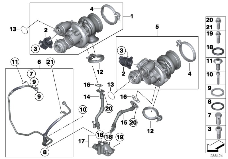 Exhaust turbocharger with lubrication