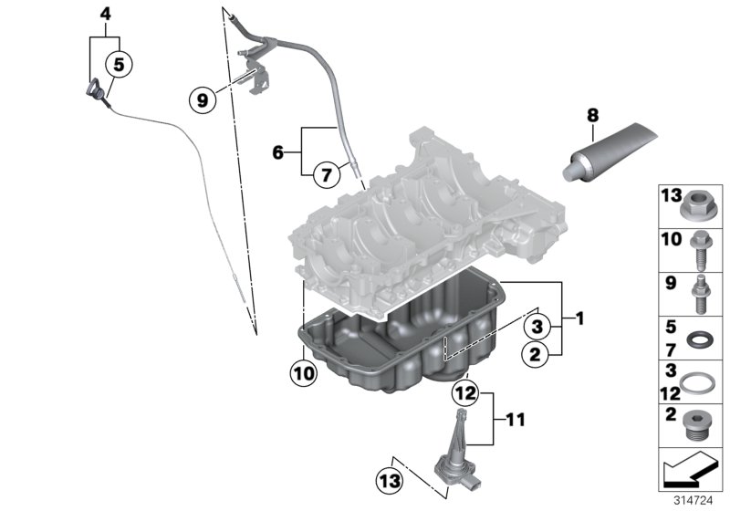 Oil pan/oil level indicator