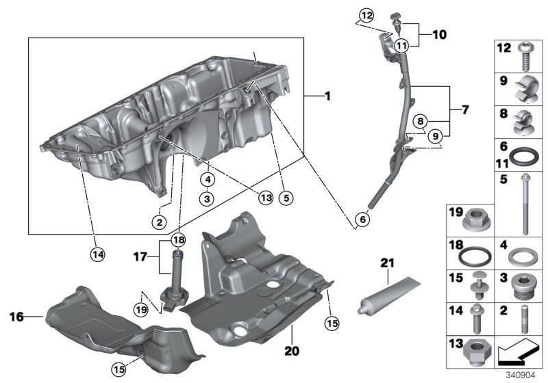 Oil pan/oil level indicator