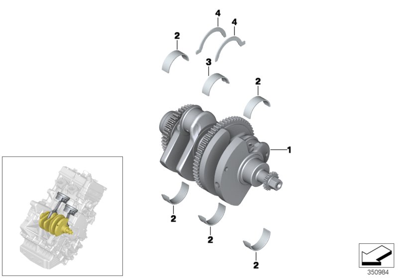 Crankshaft with bearing shells