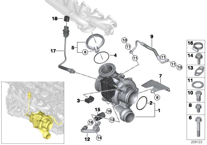 Exhaust turbocharger with lubrication