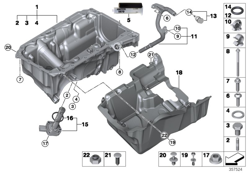 Oil pan/oil level indicator